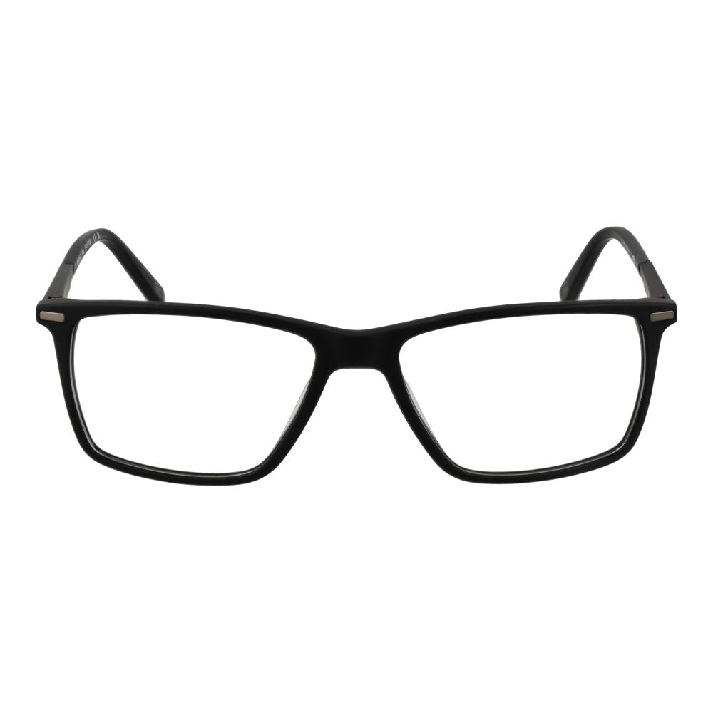 Eyeglasses Frames by Land Rover for men in acetate and black showcases a refined silhouette, detailed with a black coloured frame finish and a sophisticated full-frame frame design.