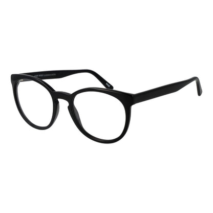 Eyeglasses Frames by Andy Wolf for unisex in acetate black showcases a reflective silhouette, artfully incorporating a sophisticated black coloured frame with a distinct full-frame frame design.
