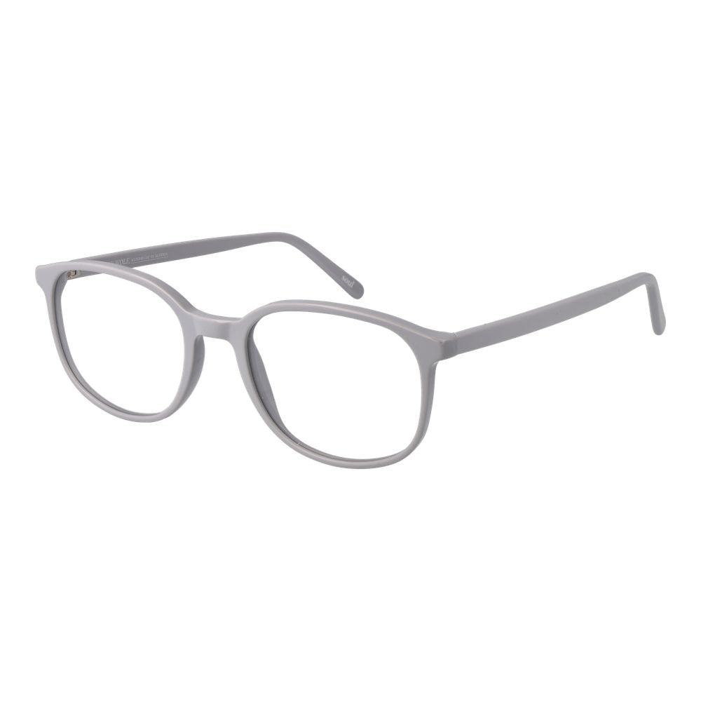 Eyeglasses Frames by Andy Wolf for unisex in acetate gray features a refined silhouette, showcasing a refined gray coloured frame and full-frame frame design for a sophisticated, premium look.