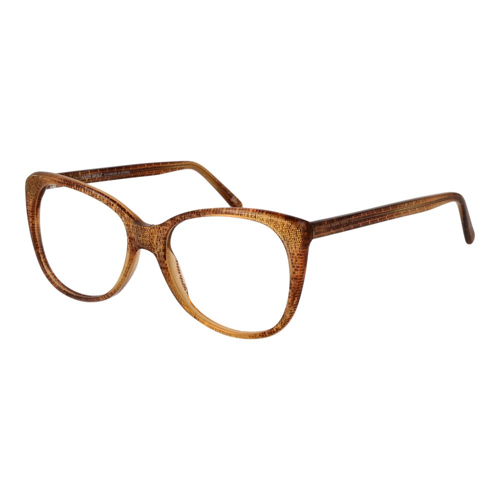 Eyeglasses Frames by Andy Wolf for unisex in acetate orange features a refined silhouette, showcasing a refined honey coloured frame and full-frame frame design for a sophisticated, premium look.