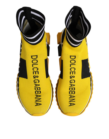 Dolce & Gabbana Women's Slip On Sock Polyester Rubber & Viscose Sneakers - Black Yellow