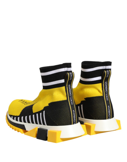 Dolce & Gabbana Women's Slip On Sock Polyester Rubber & Viscose Sneakers - Black Yellow
