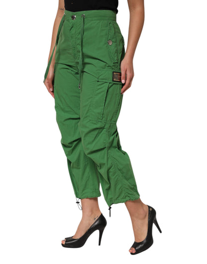 Dolce & Gabbana Women's Regular Fit High Rise Stretch Cotton Cargo Pants - Green