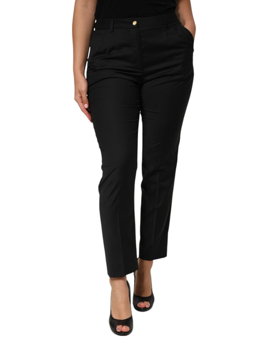 Dolce & Gabbana Women's Tapered Leg Mid Rise Polyester & Wool Jeans - Black