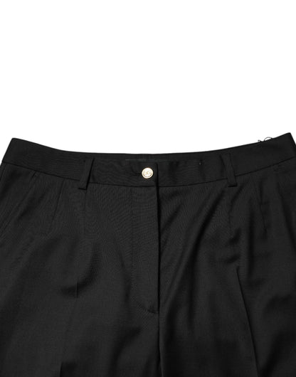 Dolce & Gabbana Women's Tapered Leg Mid Rise Polyester & Wool Jeans - Black