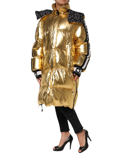 Dolce & Gabbana Women's Quilted Polyester & Polyurethane Hooded Puffer Jacket - Gold