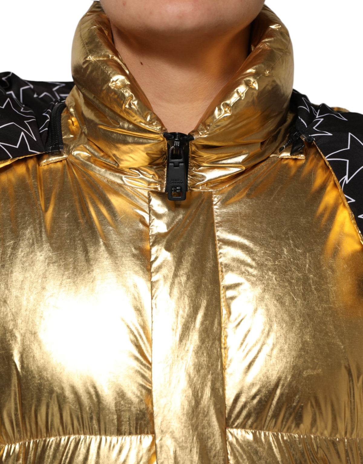 Dolce & Gabbana Women's Quilted Polyester & Polyurethane Hooded Puffer Jacket - Gold