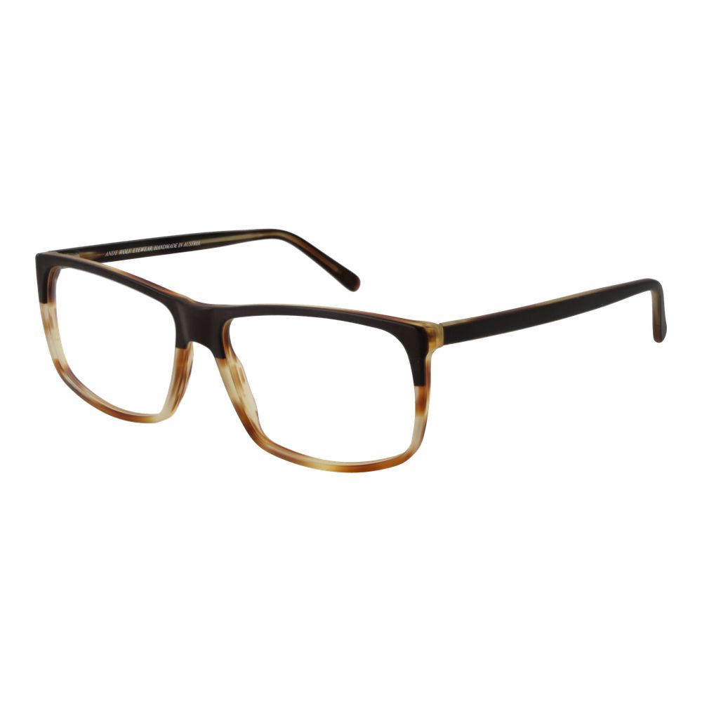 Eyeglasses Frames by Andy Wolf for unisex in acetate and brown showcases a refined silhouette, detailed with a brown coloured frame finish and a sophisticated full-frame frame design.