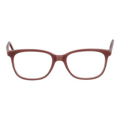 Eyeglasses Frames by Andy Wolf for unisex in acetate pink showcases a reflective silhouette, artfully incorporating a sophisticated rose coloured frame with a distinct full-frame frame design.