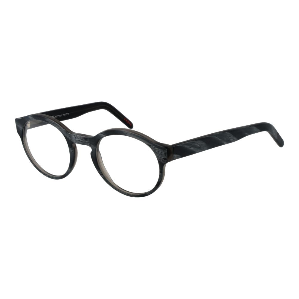 Eyeglasses Frames by Andy Wolf for unisex in gray showcases a reflective silhouette, artfully incorporating a sophisticated gray coloured frame with a distinct full-frame frame design.