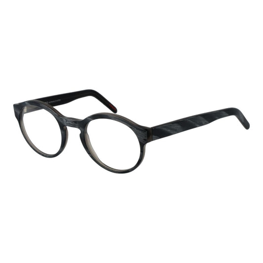 Eyeglasses Frames by Andy Wolf for unisex in gray showcases a reflective silhouette, artfully incorporating a sophisticated gray coloured frame with a distinct full-frame frame design.
