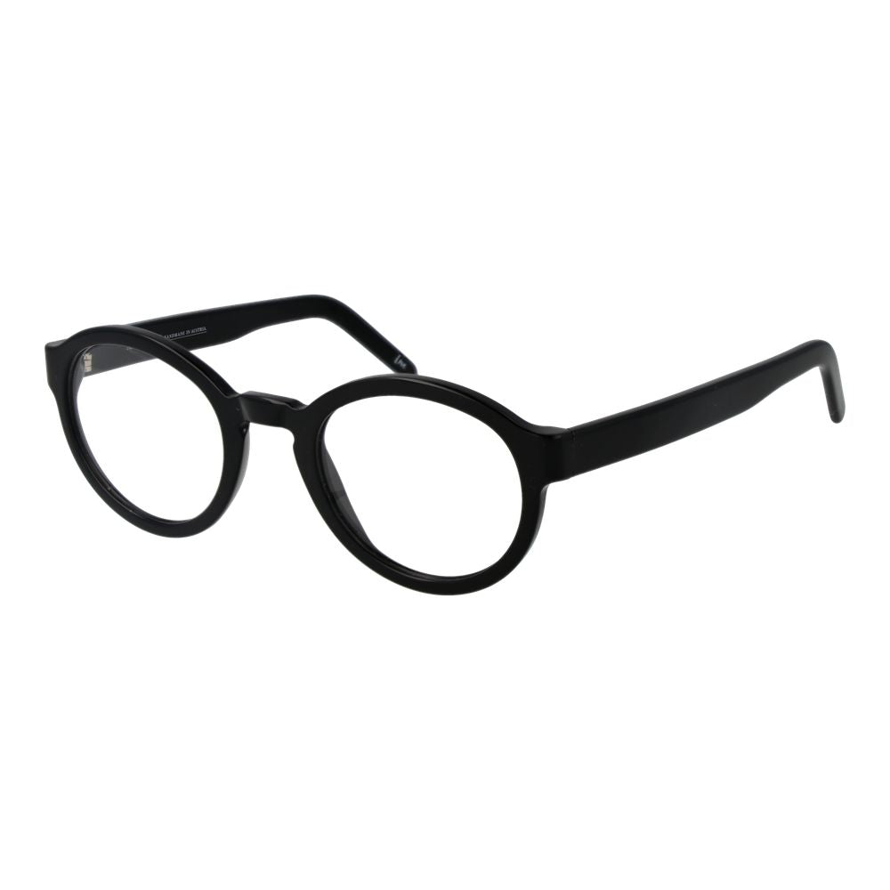 Eyeglasses Frames by Andy Wolf for unisex in acetate black showcases a reflective silhouette, artfully incorporating a sophisticated black coloured frame with a distinct full-frame frame design.