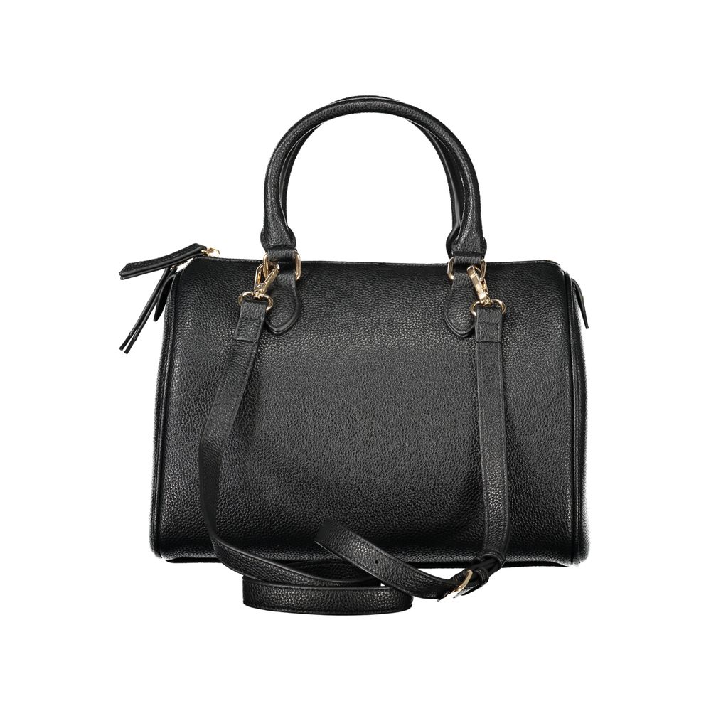 Handbag by Mario Valentino for women in polyethylene black & signature features a exquisite silhouette, showcasing a secure zipper and exquisite internal-pockets with versatile shoulder-strap, handle & adjustable-strap for a exquisite finish.
