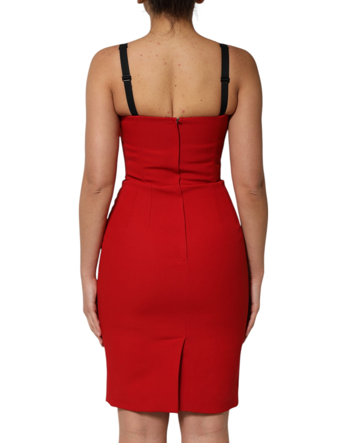 Dolce & Gabbana Women's Sheath Bodycon Square Neck Acetate Polyester & Rayon Knee Dress - Red