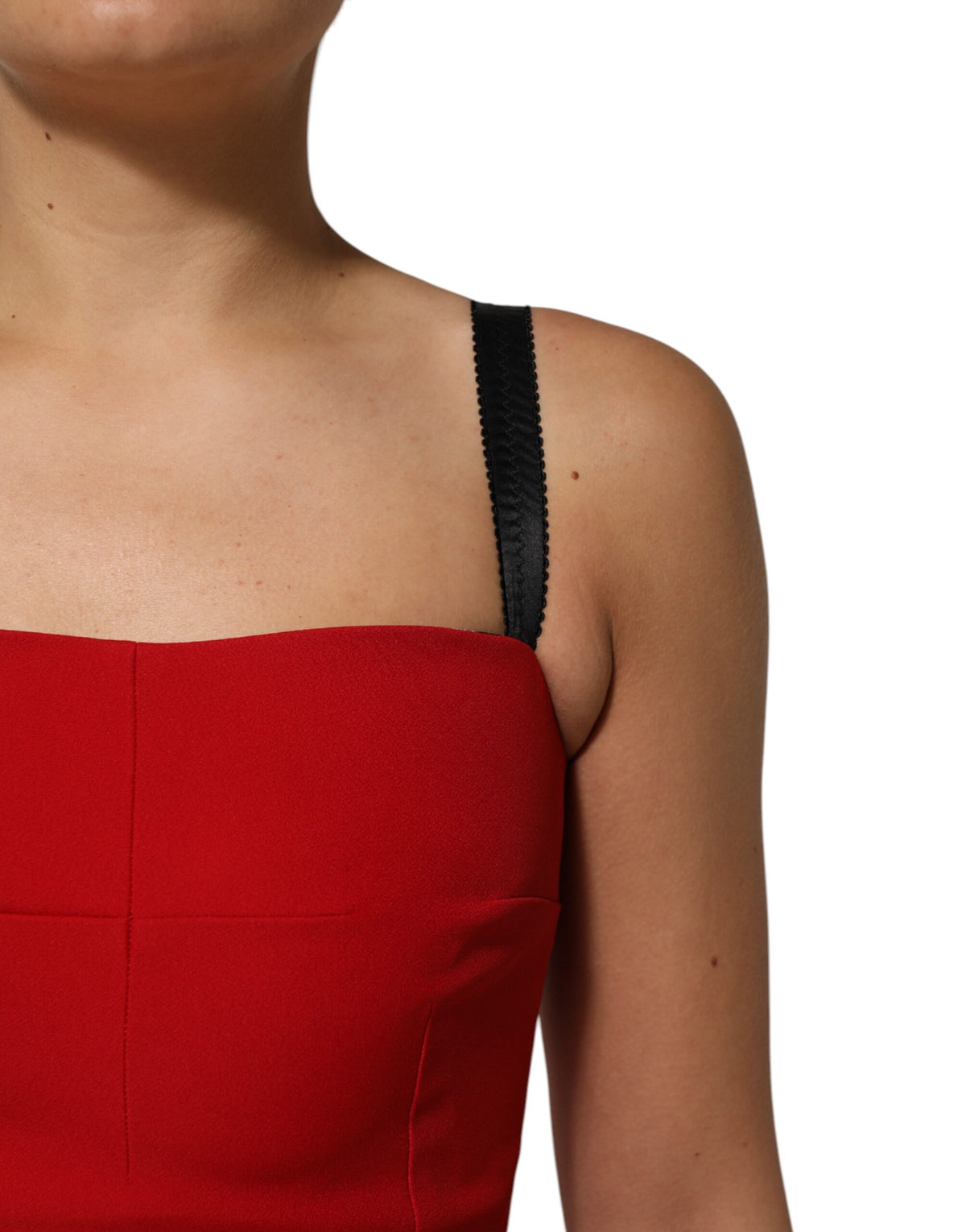 Dolce & Gabbana Women's Sheath Bodycon Square Neck Acetate Polyester & Rayon Knee Dress - Red