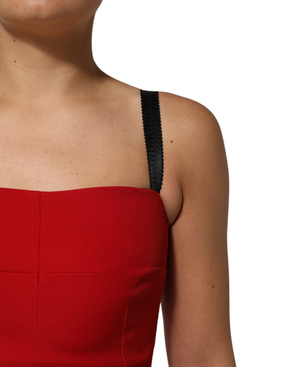 Dolce & Gabbana Women's Sheath Bodycon Square Neck Acetate Polyester & Rayon Knee Dress - Red