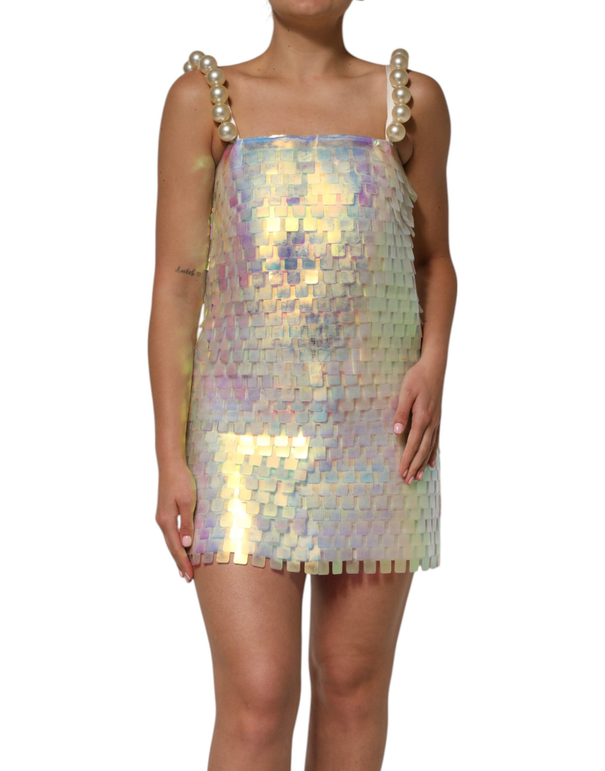 Dolce & Gabbana Women's Polyester Sequins & Silk Mini Dress - Multicolor Pearl