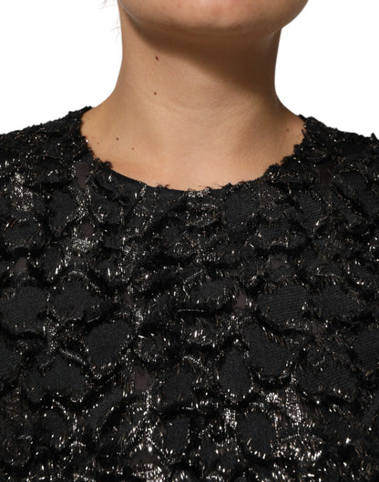 Dolce & Gabbana Women's Sheath Long-Sleeve Nylon Polyester Silk Tweed & Sequins Midi Dress - Black