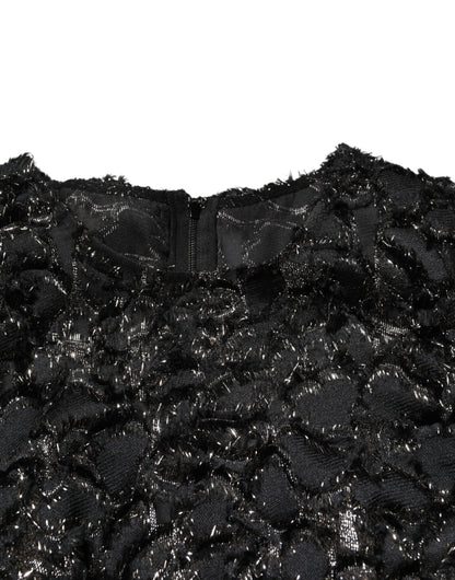 Dolce & Gabbana Women's Sheath Long-Sleeve Nylon Polyester Silk Tweed & Sequins Midi Dress - Black