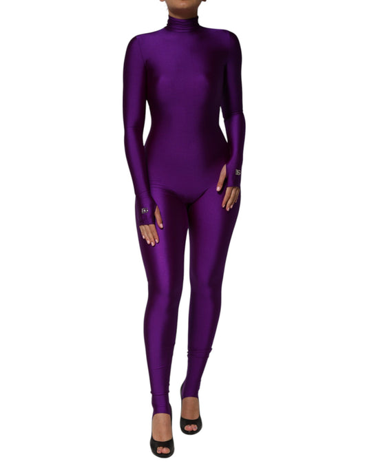 One-Piece by Dolce & Gabbana for women in stretch nylon purple showcases an fashionable silhouette, artfully incorporating a turtle neckline and long-sleeve for a truly fashionable and refined finish.