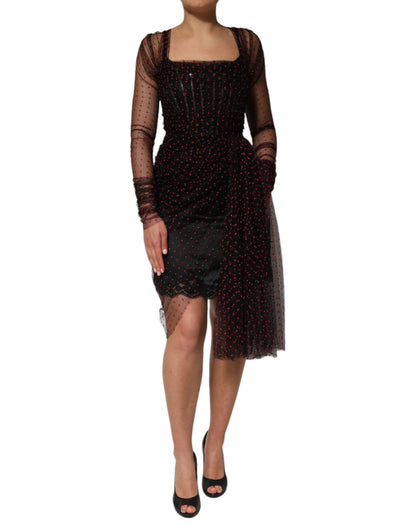 Dolce & Gabbana Women's Sheath Short-Sleeve; Long-Sleeve Chiffon Lace & Silk Short Mini Dress - Black