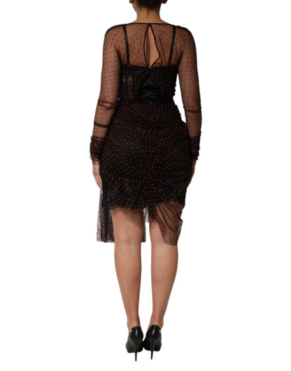 Dolce & Gabbana Women's Sheath Short-Sleeve; Long-Sleeve Chiffon Lace & Silk Short Mini Dress - Black