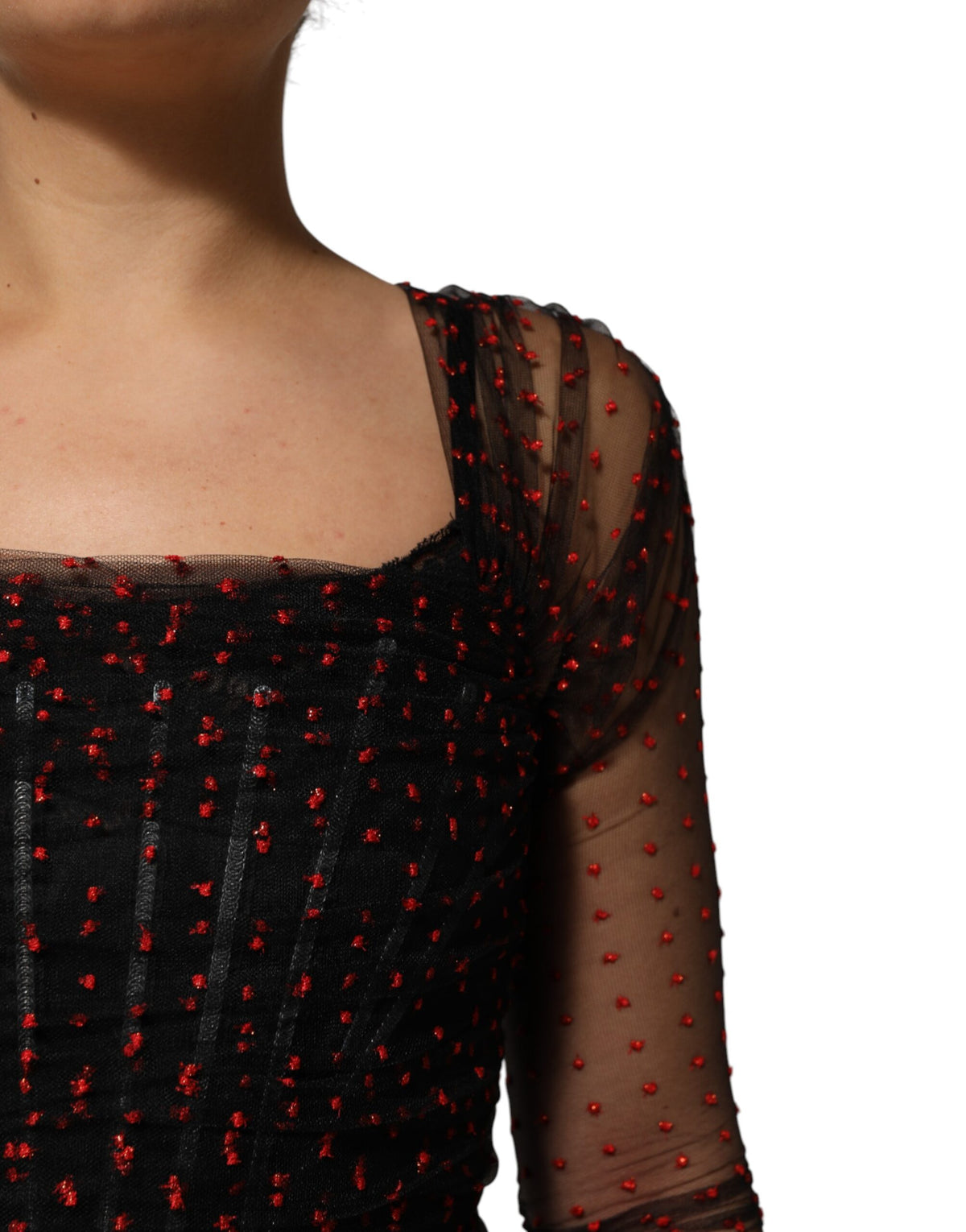 Dolce & Gabbana Women's Sheath Short-Sleeve; Long-Sleeve Chiffon Lace & Silk Short Mini Dress - Black