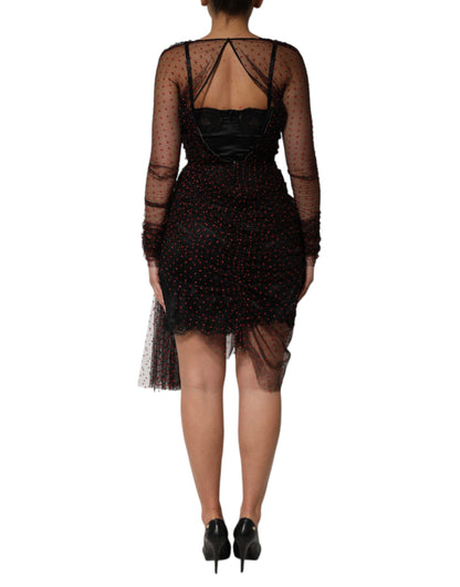 Dolce & Gabbana Women's Sheath Short-Sleeve; Long-Sleeve Chiffon Lace & Silk Short Mini Dress - Black