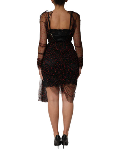 Dolce & Gabbana Women's Sheath Short-Sleeve; Long-Sleeve Chiffon Lace & Silk Short Mini Dress - Black