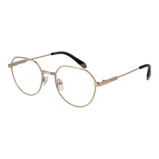 Eyeglasses Frames by Polaroid for unisex in metal gold features an refined silhouette, showcasing a sophisticated gold coloured frame and refined full-frame frame design for a refined look.