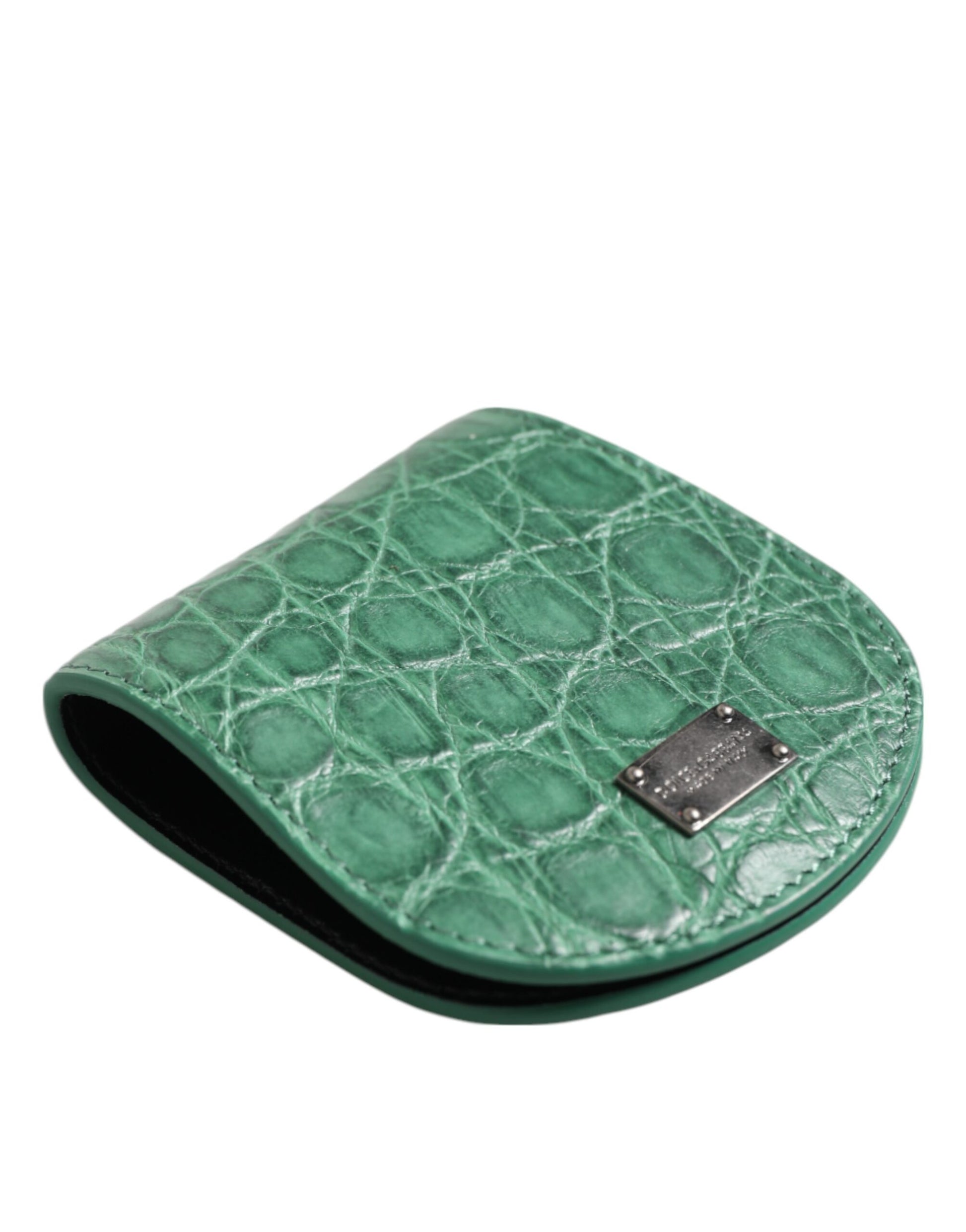 Wallet by Dolce & Gabbana for men in caiman leather green showcases a refined silhouette, artfully capturing the essence of the refined Caiman Leather Wallet design with functional coin-purse.