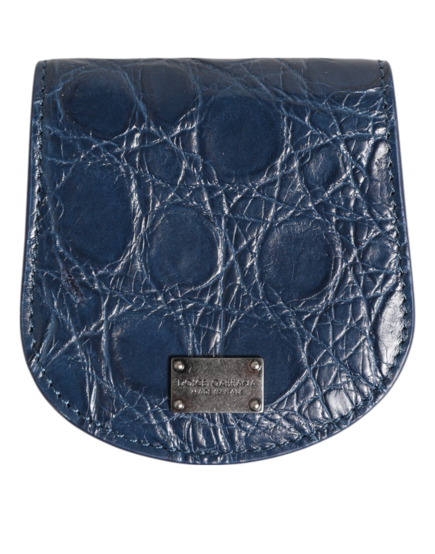 Wallet by Dolce & Gabbana for men in caiman leather blue showcases a refined silhouette, artfully capturing the essence of the refined Caiman Leather Wallet design with functional coin-purse.