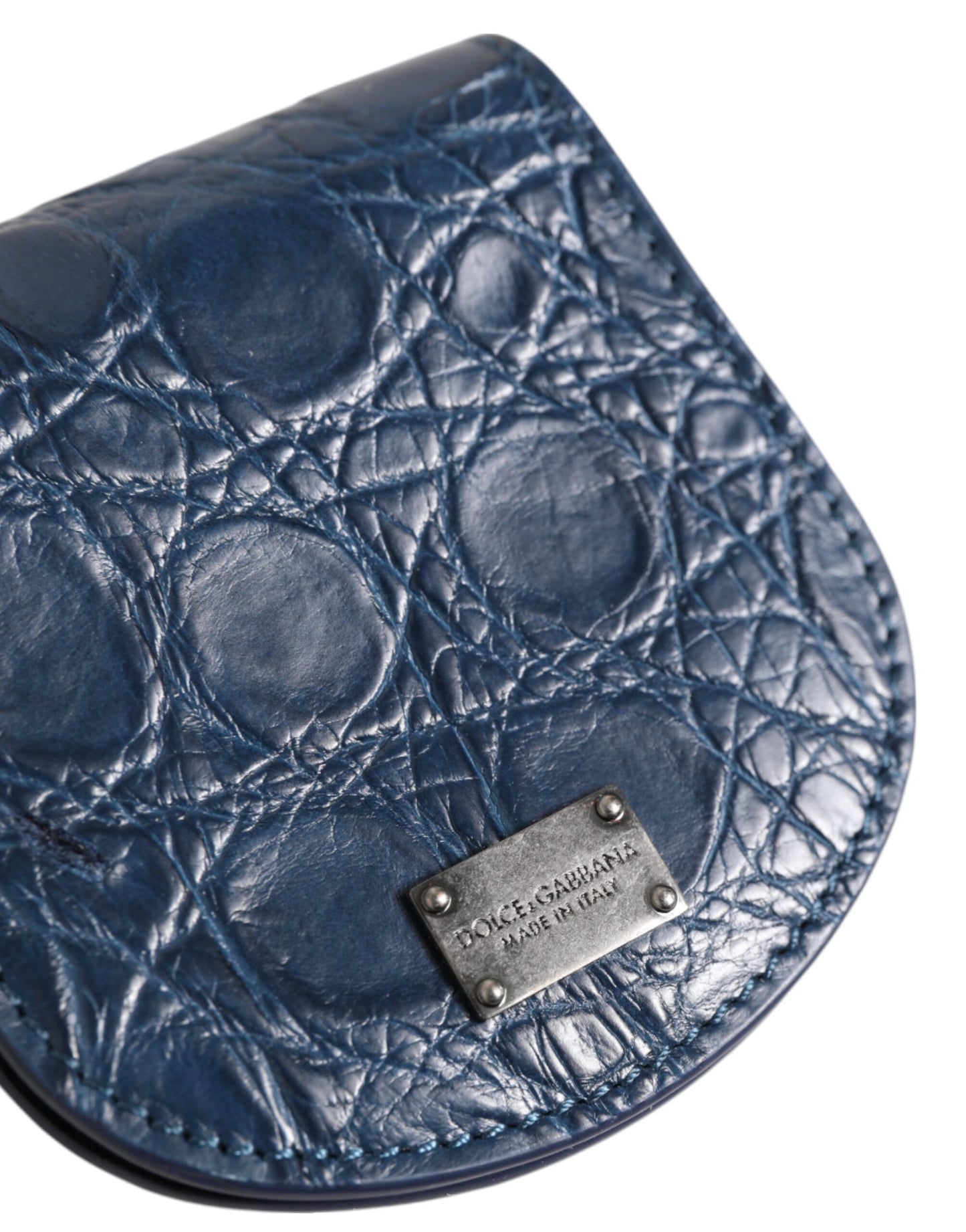Wallet by Dolce & Gabbana for men in caiman leather blue presents a architectural silhouette from the Caiman Leather Wallet collection, showcasing architectural coin-purse for a architectural finish.