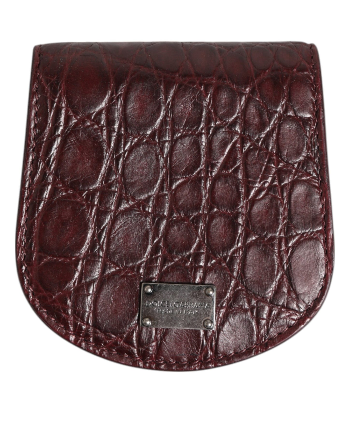 Wallet by Dolce & Gabbana for men in caiman leather brown & burgundy showcases a refined silhouette, artfully capturing the essence of the refined Caiman Leather Wallet design with functional coin-purse.