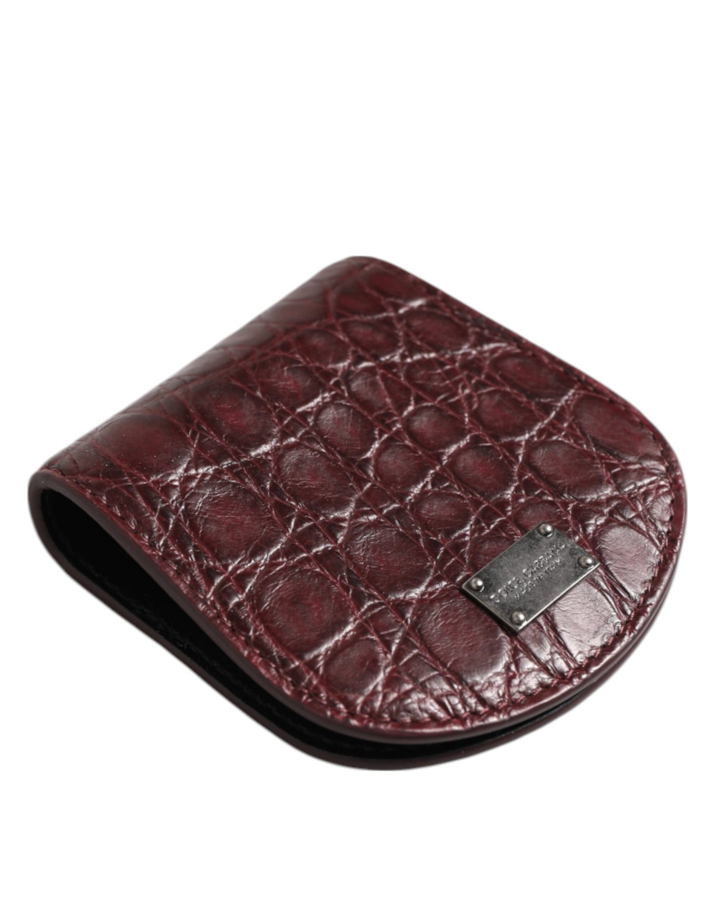 Wallet by Dolce & Gabbana for men in caiman leather brown & burgundy showcases a discerning silhouette, artfully capturing the essence of Caiman Leather Wallet with its functional coin-purse.