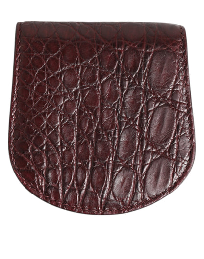 Wallet by Dolce & Gabbana for men in caiman leather brown & burgundy presents a streamlined silhouette, showcasing the sophisticated design of the Caiman Leather Wallet collection with functional coin-purse.