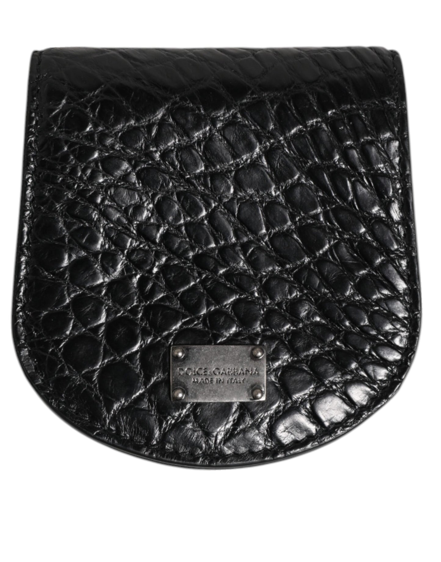 Wallet by Dolce & Gabbana for men in caiman leather black presents a streamlined silhouette, showcasing the sophisticated design of the Caiman Leather Wallet collection with functional coin-purse.
