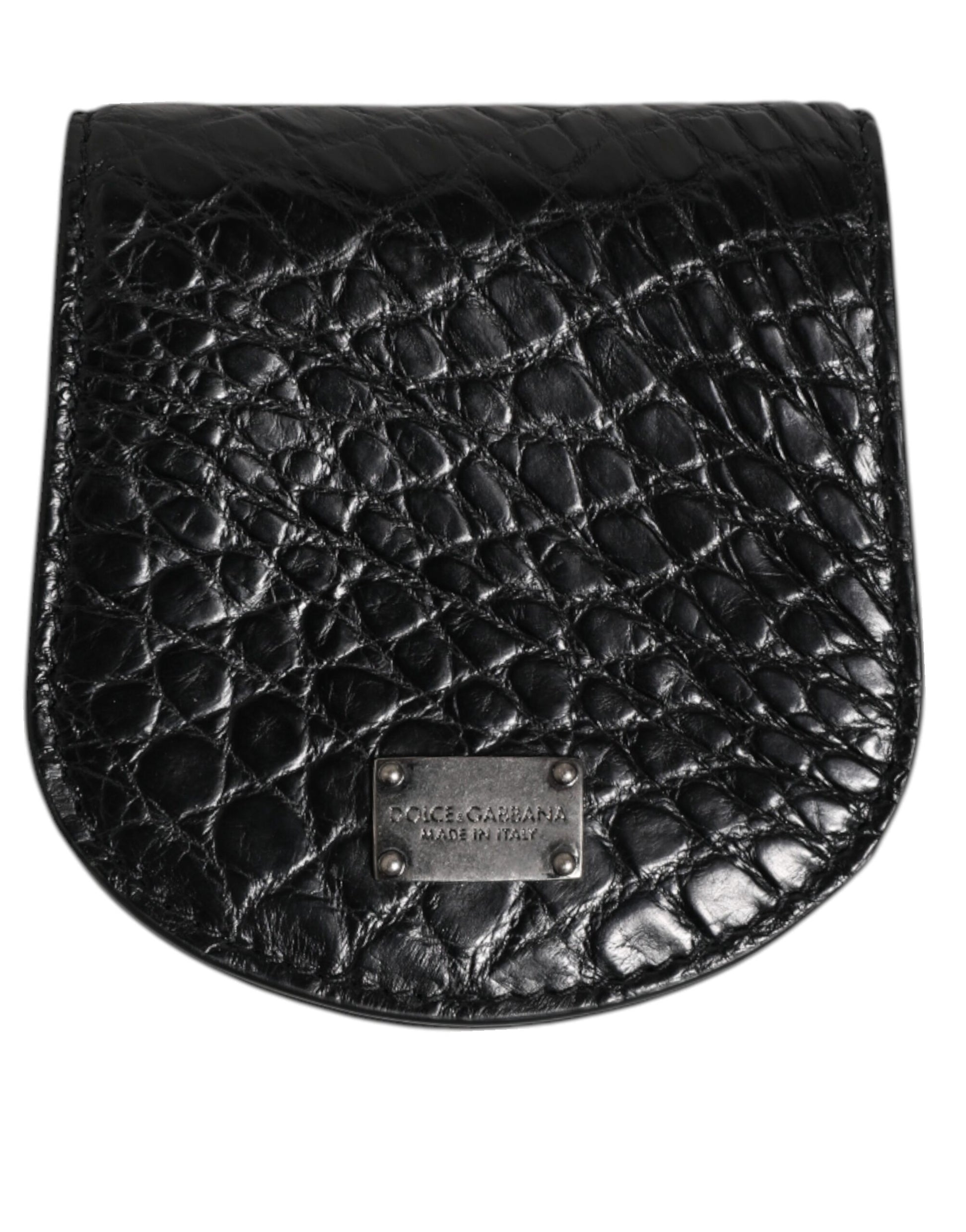 Wallet by Dolce & Gabbana for men in caiman leather black presents a streamlined silhouette, showcasing the sophisticated design of the Caiman Leather Wallet collection with functional coin-purse.