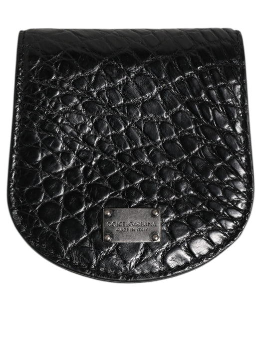 Wallet by Dolce & Gabbana for men in caiman leather black presents a streamlined silhouette, showcasing the sophisticated design of the Caiman Leather Wallet collection with functional coin-purse.