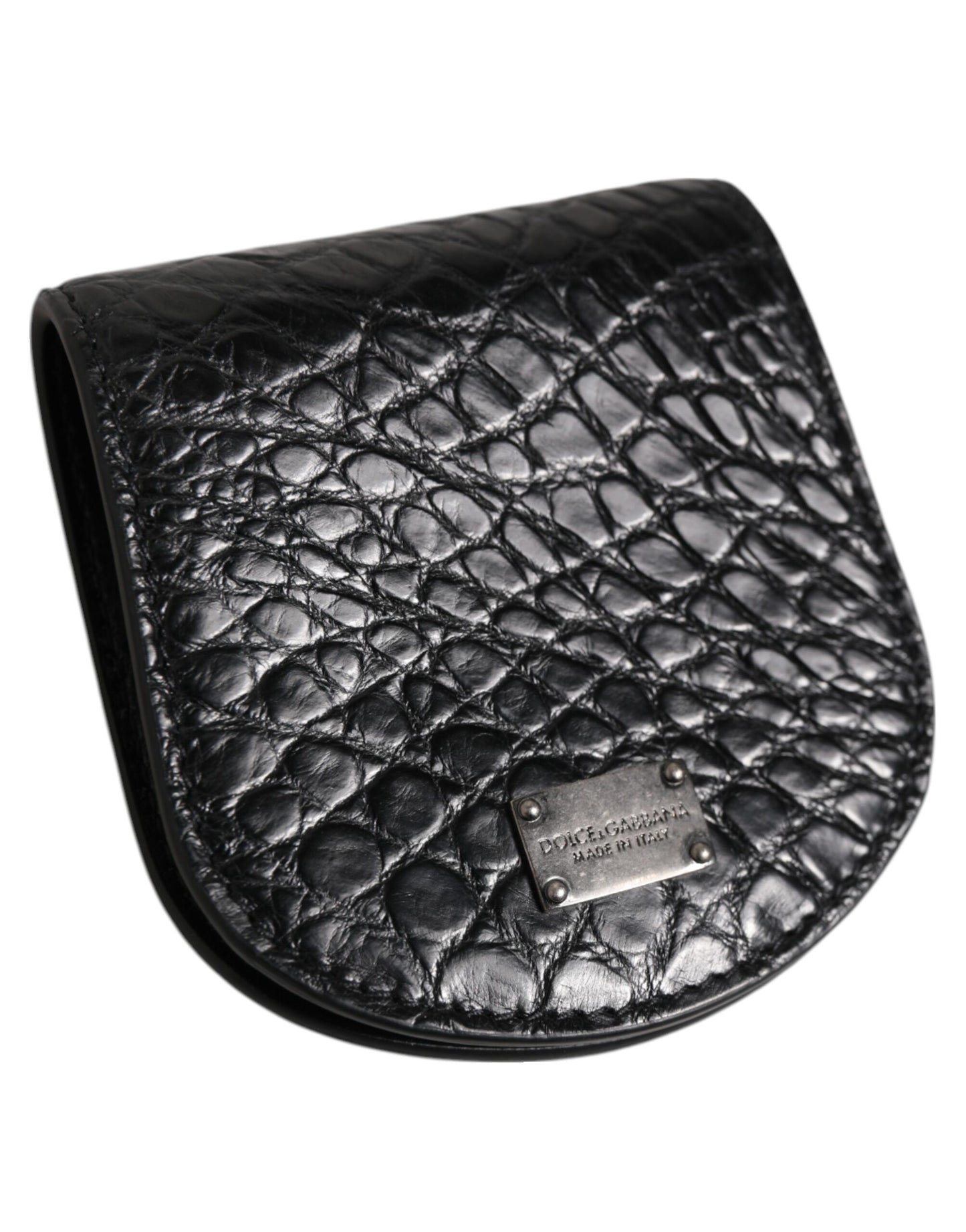 Wallet by Dolce & Gabbana for men in caiman leather black presents a architectural silhouette from the Caiman Leather Wallet collection, showcasing architectural coin-purse for a architectural finish.