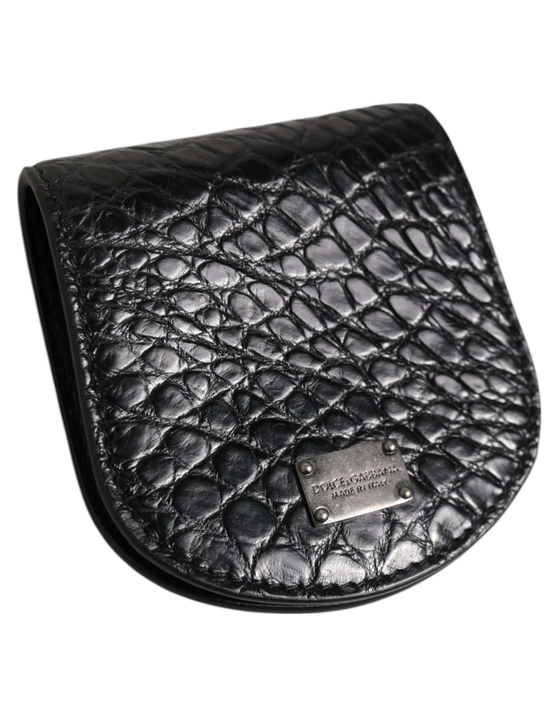 Wallet by Dolce & Gabbana for men in caiman leather black presents a architectural silhouette from the Caiman Leather Wallet collection, showcasing architectural coin-purse for a architectural finish.