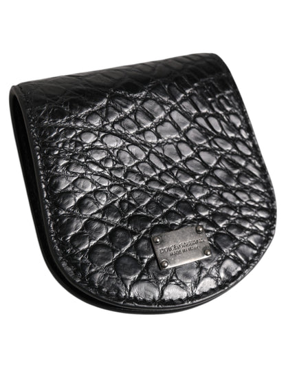 Wallet by Dolce & Gabbana for men in caiman leather black presents a architectural silhouette from the Caiman Leather Wallet collection, showcasing architectural coin-purse for a architectural finish.