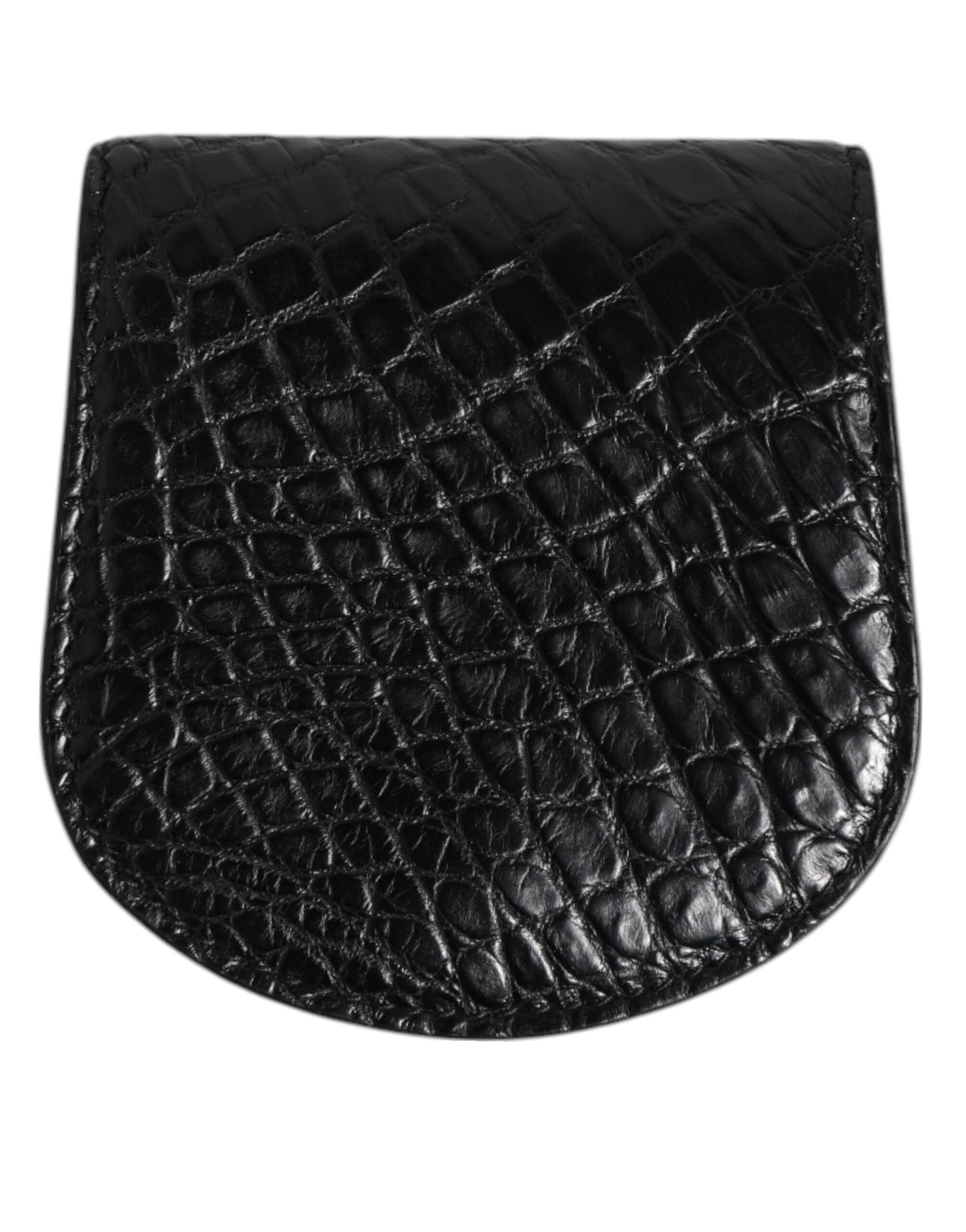 Wallet by Dolce & Gabbana for men in caiman leather black showcases a refined silhouette, artfully detailed with the signature style of the Caiman Leather Wallet and functional coin-purse.