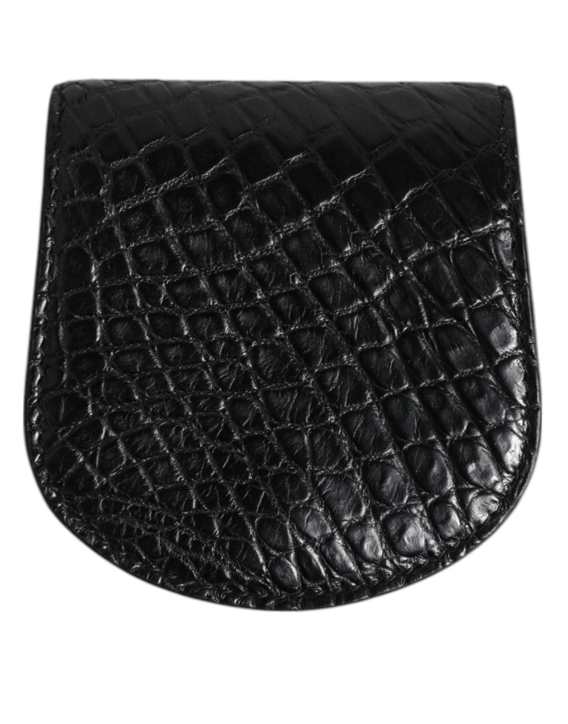 Wallet by Dolce & Gabbana for men in caiman leather black showcases a refined silhouette, artfully detailed with the signature style of the Caiman Leather Wallet and functional coin-purse.