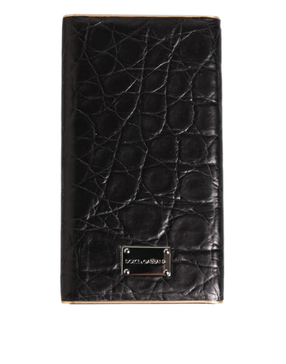 Dolce & Gabbana Black Leather Exotic Skin 3000mAh Power Bank Charger USB