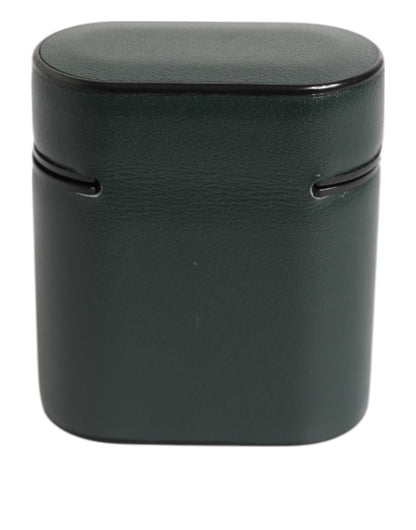 Dolce & Gabbana Black Leather Logo Print Flip Holder Men Airpods Case