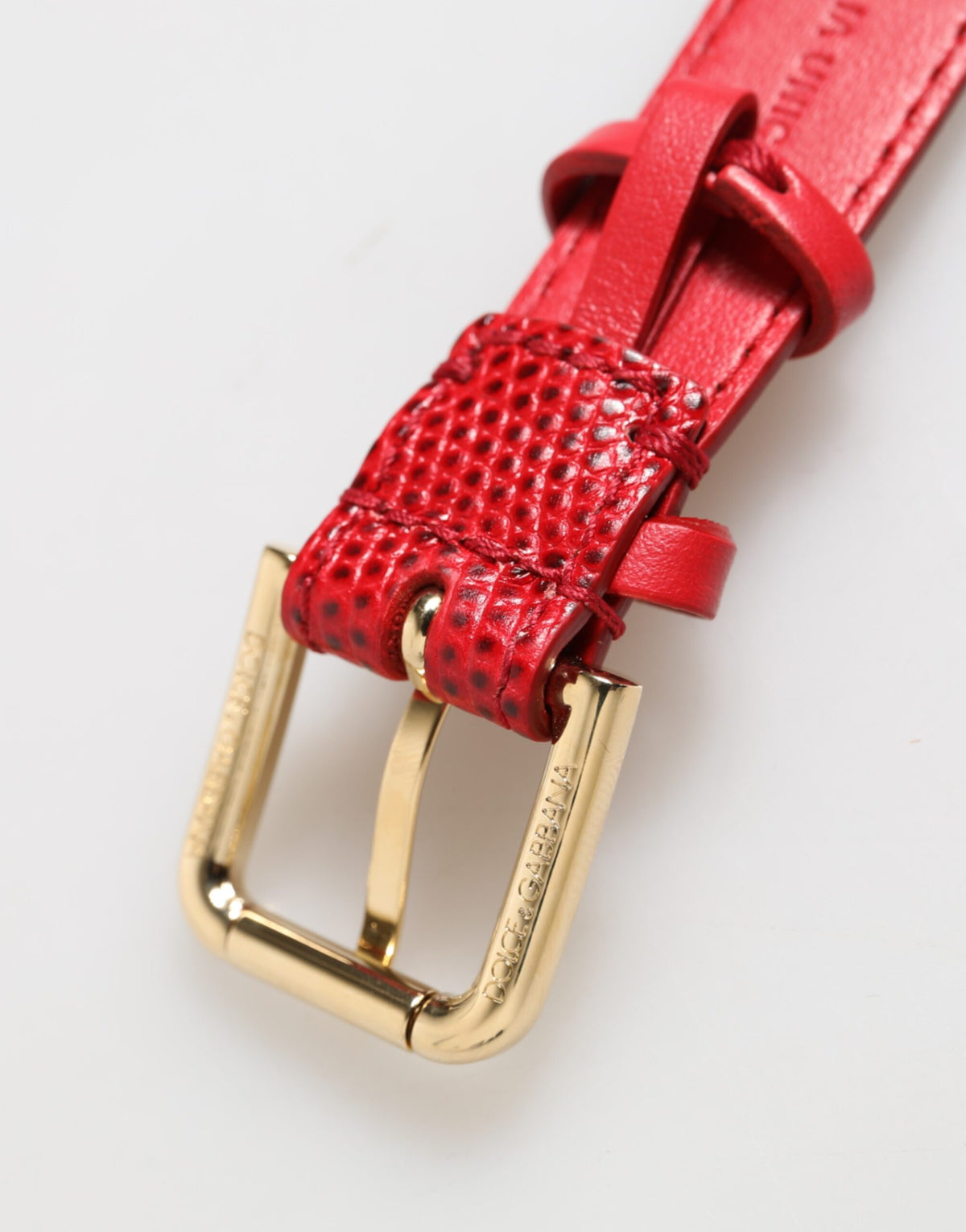 Dolce & Gabbana Women's Gold Metal & Exotic Calf Leather Bracelet - Gold Red
