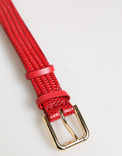 Dolce & Gabbana Women's Gold Metal & Exotic Calf Leather Bracelet - Gold Red