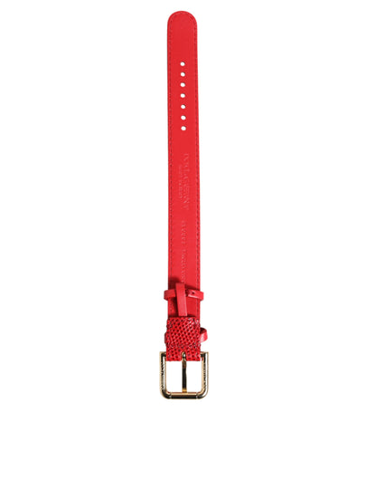 Dolce & Gabbana Women's Gold Metal & Exotic Calf Leather Bracelet - Gold Red