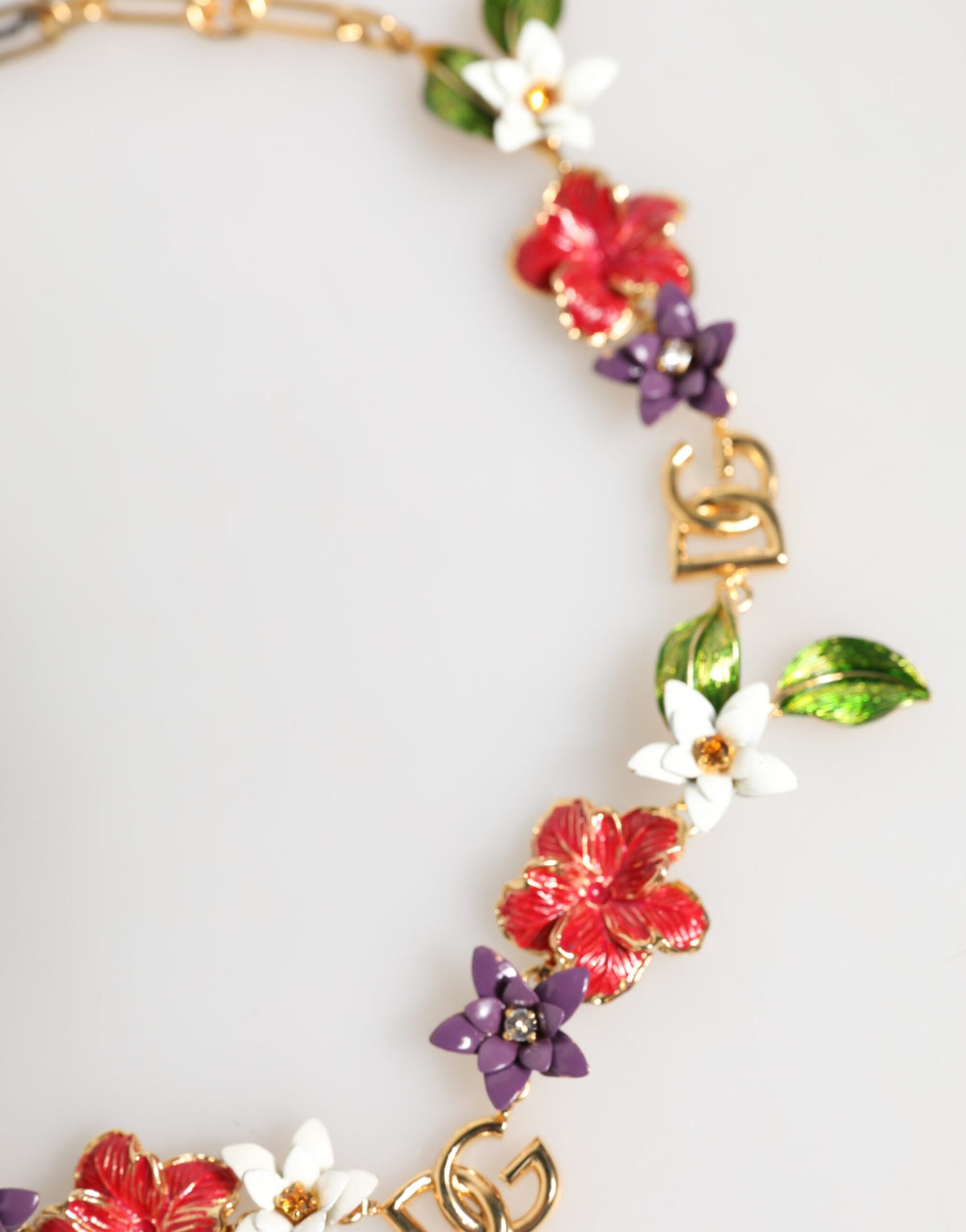 Dolce & Gabbana Women's Gold Brass & Glass Necklace - Gold Multicolor Floral